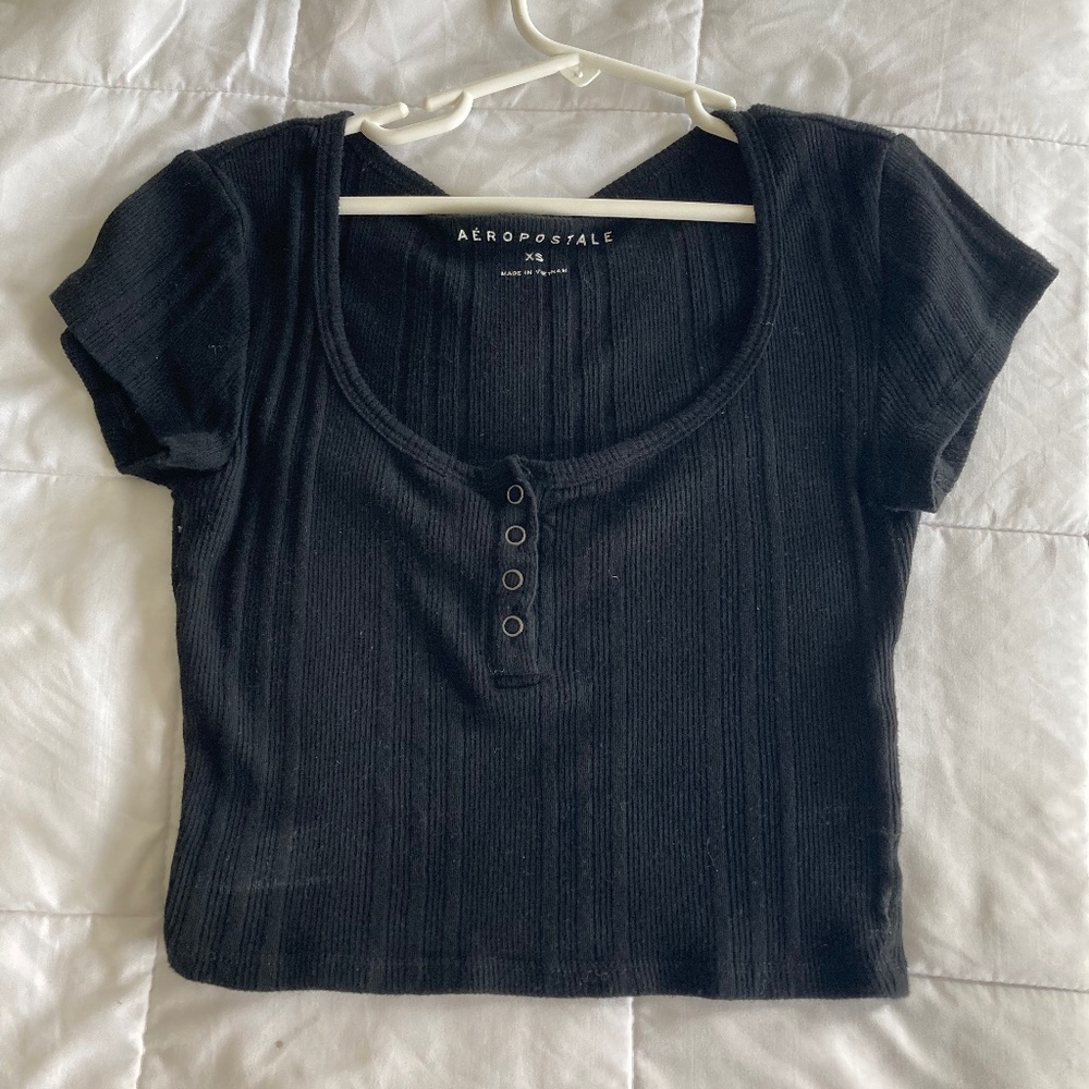 aeropostale cropped button tee